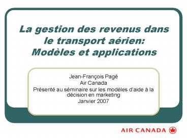 La gestion des revenus dans le transport a