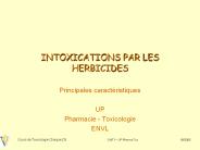 INTOXICATIONS PAR LES HERBICIDES