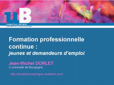 Formation professionnelle continue : jeunes et demandeurs demploi