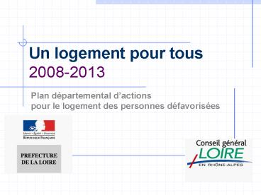 Un logement pour tous 20082013