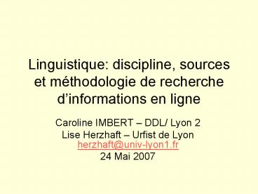 Linguistique: discipline, sources et m