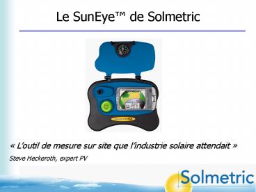 Le SunEye de Solmetric