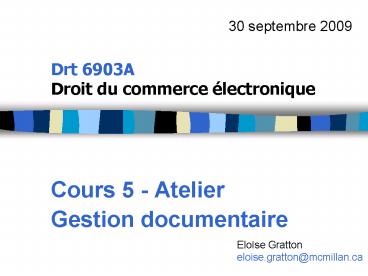 Drt 6903A Droit du commerce lectronique