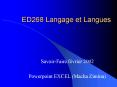 ED268 Langage et Langues PowerPoint PPT Presentation