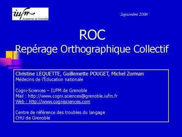 ROC Reprage Orthographique Collectif