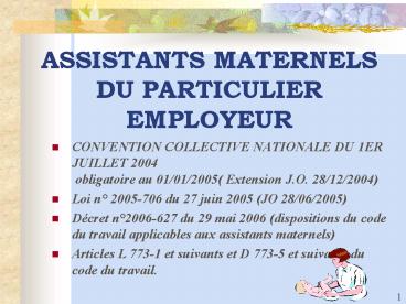 ASSISTANTS MATERNELS DU PARTICULIER EMPLOYEUR