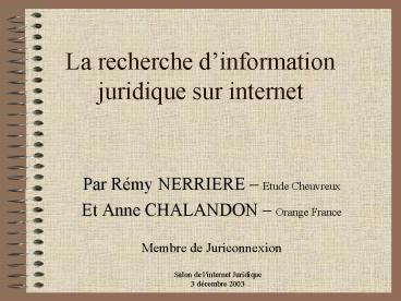 La recherche dinformation juridique sur internet