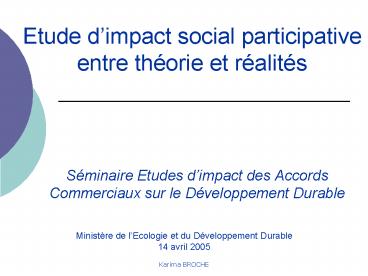 Etude dimpact social participative entre thorie et ralits
