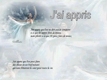 J'ai appris