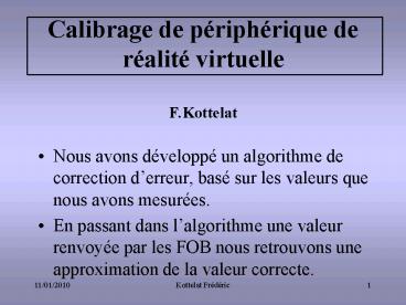 Calibrage de priphrique de ralit virtuelle F'Kottelat