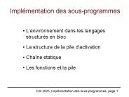 CSI 3525, Implmentation des sousprogrammes, page 1