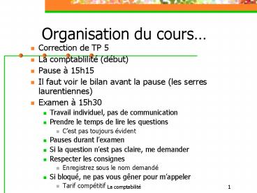 Organisation du cours