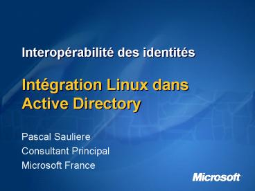 Interoprabilit des identits Intgration Linux dans Active Directory