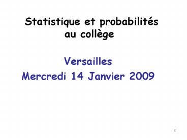 Statistique et probabilit