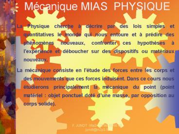 Mcanique MIAS PHYSIQUE