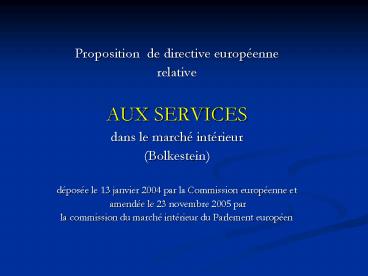 Proposition de directive europenne