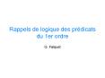 Rappels de logique des pr PowerPoint PPT Presentation