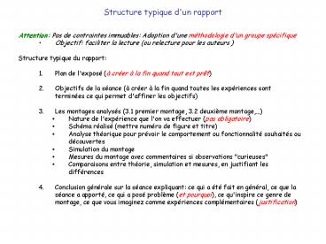 Structure typique d'un rapport