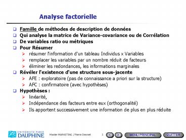 Analyse factorielle