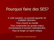 Pourquoi faire des SES?