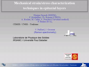 Mechanical strainstress characterization techniques in epitaxial layers