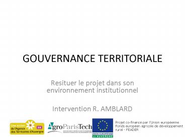 GOUVERNANCE TERRITORIALE