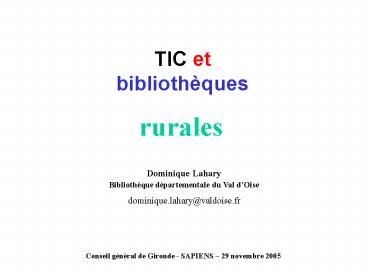 TIC et biblioth