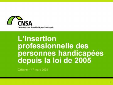 Linsertion professionnelle des personnes handicapes depuis la loi de 2005