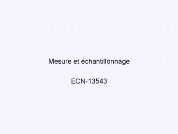 Mesure et chantillonnage