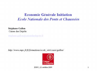 Economie Gnrale Initiation Ecole Nationale des Ponts et Chausses