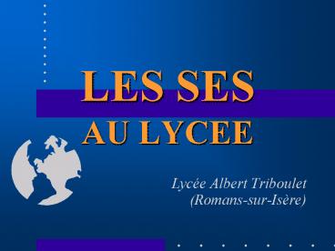 LES SES AU LYCEE