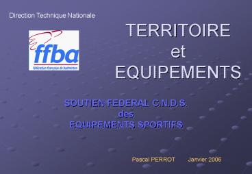TERRITOIRE et EQUIPEMENTS