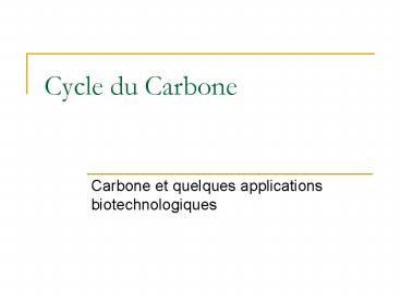 Cycle du Carbone