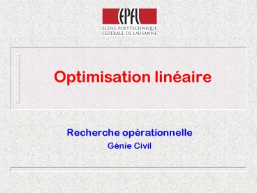 Optimisation linaire