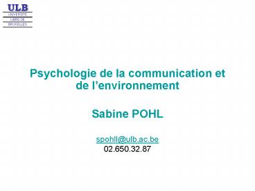 Psychologie de la communication et de lenvironnement