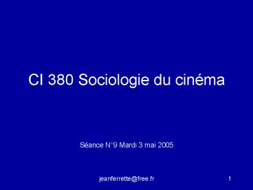 CI 380 Sociologie du cin