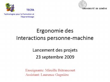 Ergonomie des Interactions personne-machine