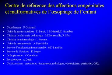 Coordinateur : F Gottrand