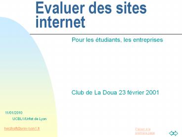 Evaluer des sites internet