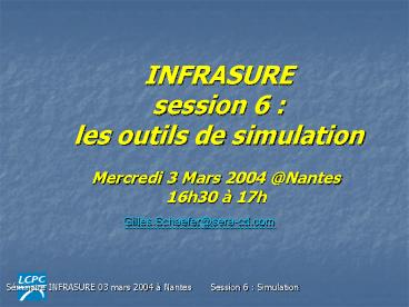 INFRASURE session 6 : les outils de simulation