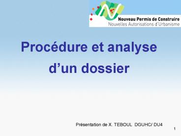 Procdure et analyse dun dossier