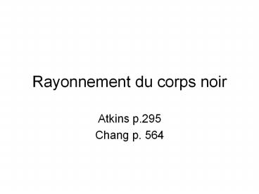 Rayonnement du corps noir