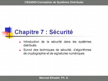 Chapitre 7 : Scurit