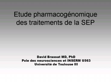 Etude pharmacognomique des traitements de la SEP