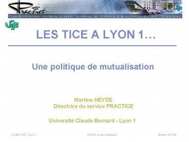 LES TICE A LYON 1