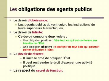 Les obligations des agents publics