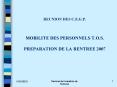 REUNION DES C'E'G'P' MOBILITE DES PERSONNELS T'O'S' PREPARATION DE LA RENTREE 2007 PowerPoint PPT Presentation