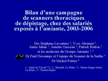 Bilan d
