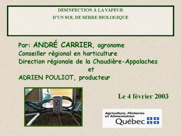 Par: ANDR CARRIER, agronome