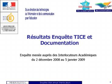 Rsultats Enqute TICE et Documentation